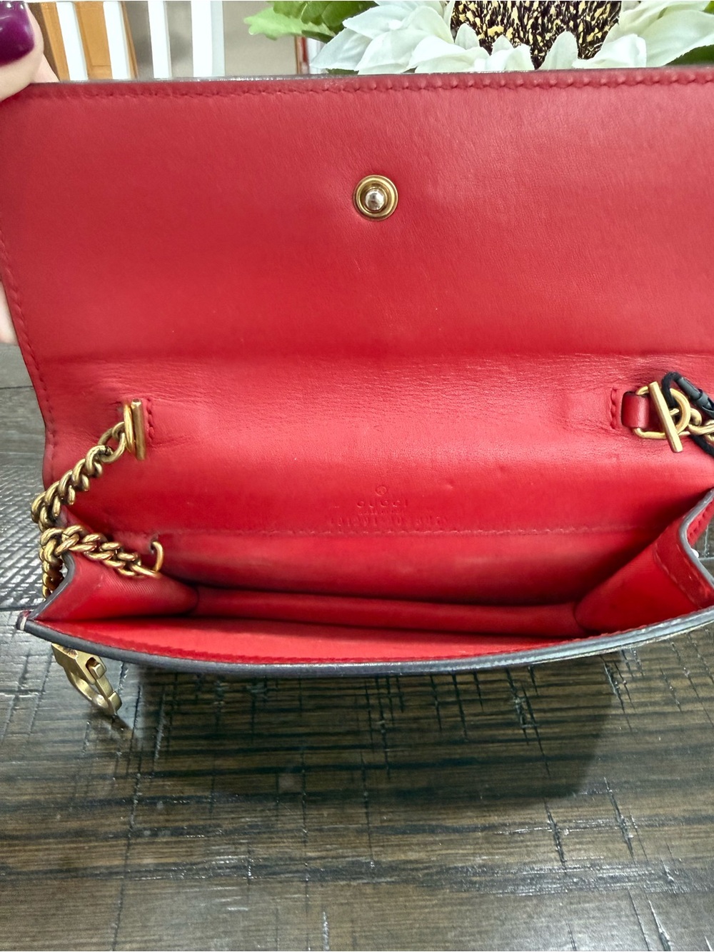 Gucci Monogram Mini Cherry Chain Bag